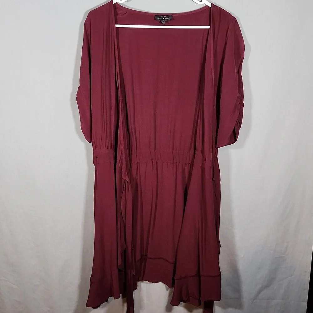 Lucky Brand Burgundy Wrap Dress Size L - Picture 5 of 5